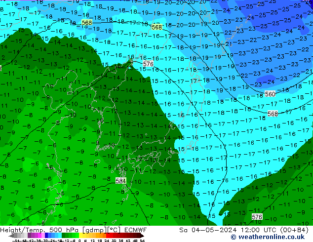 Z500/Rain (+SLP)/Z850 ECMWF so. 04.05.2024 12 UTC