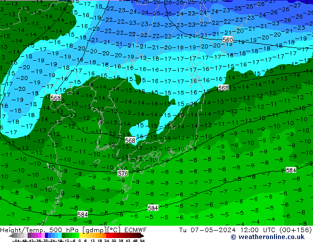 Z500/Rain (+SLP)/Z850 ECMWF mar 07.05.2024 12 UTC