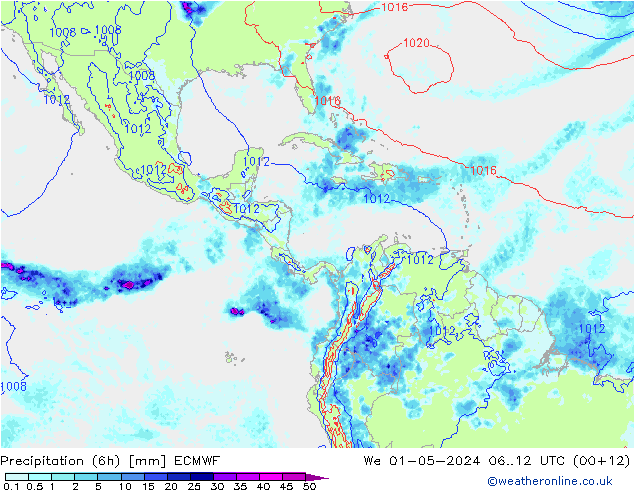 Z500/Rain (+SLP)/Z850 ECMWF ср 01.05.2024 12 UTC