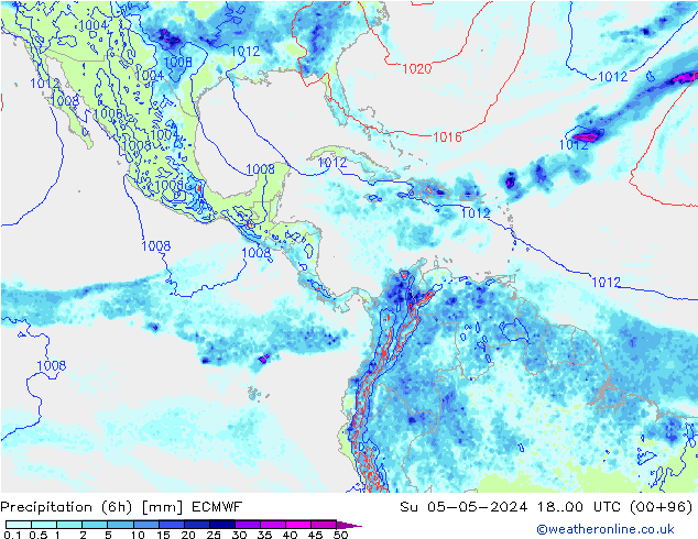 Z500/Rain (+SLP)/Z850 ECMWF Вс 05.05.2024 00 UTC