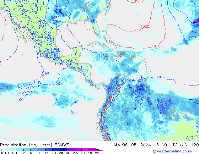 Totale neerslag (6h) ECMWF ma 06.05.2024 00 UTC