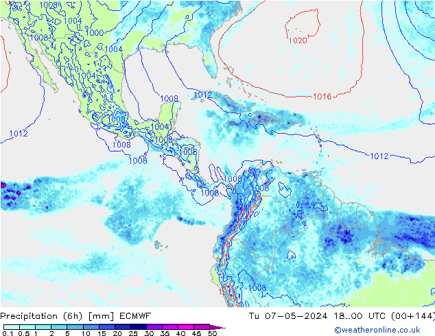 Z500/Rain (+SLP)/Z850 ECMWF Tu 07.05.2024 00 UTC