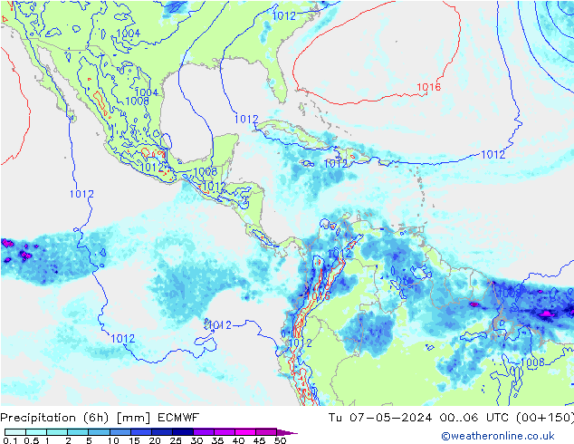 Yağış (6h) ECMWF Sa 07.05.2024 06 UTC