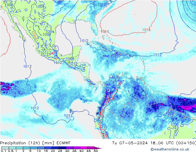 Yağış (12h) ECMWF Sa 07.05.2024 06 UTC