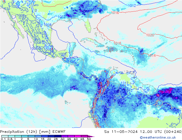 Precipitation (12h) ECMWF Sa 11.05.2024 00 UTC