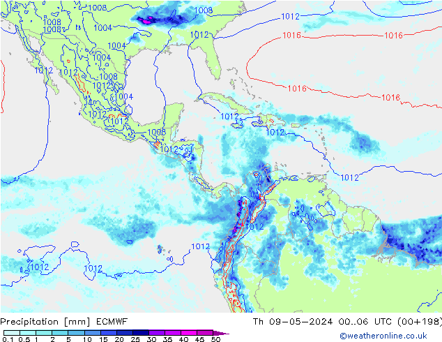 precipitação ECMWF Qui 09.05.2024 06 UTC