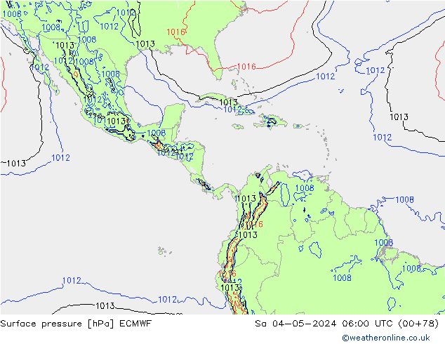 pressão do solo ECMWF Sáb 04.05.2024 06 UTC