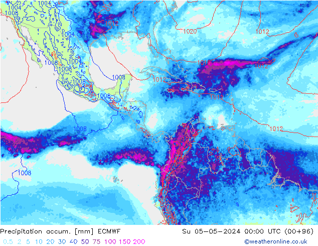 Toplam Yağış ECMWF Paz 05.05.2024 00 UTC