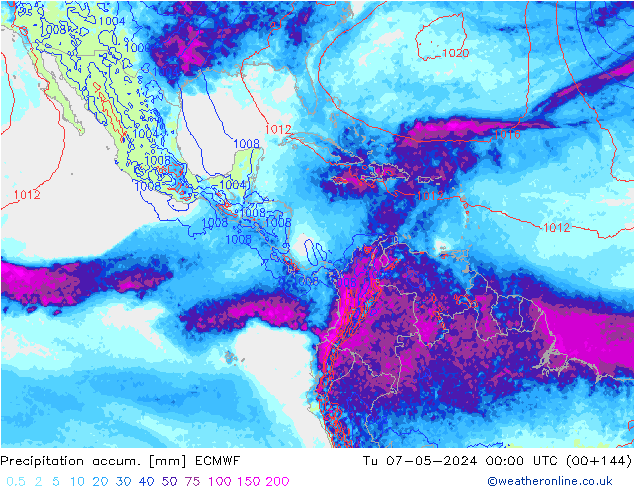 Precipitation accum. ECMWF Tu 07.05.2024 00 UTC