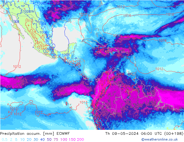Precipitation accum. ECMWF Qui 09.05.2024 06 UTC