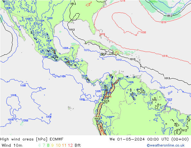 High wind areas ECMWF St 01.05.2024 00 UTC