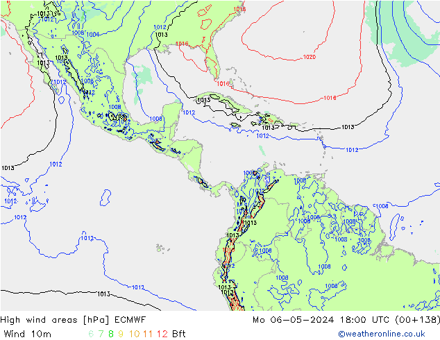 High wind areas ECMWF Po 06.05.2024 18 UTC