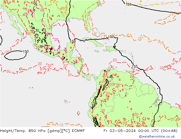 Z500/Rain (+SLP)/Z850 ECMWF Fr 03.05.2024 00 UTC