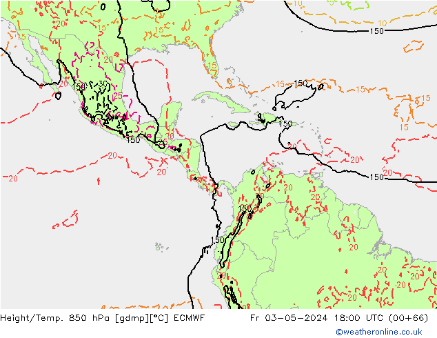 Z500/Yağmur (+YB)/Z850 ECMWF Cu 03.05.2024 18 UTC