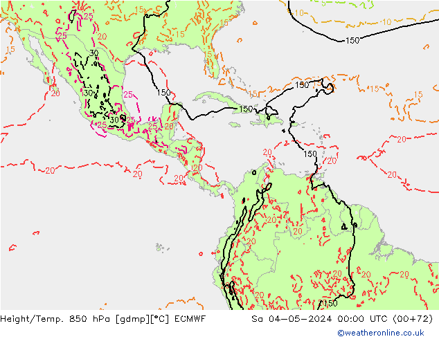 Height/Temp. 850 hPa ECMWF Sa 04.05.2024 00 UTC