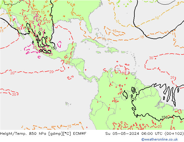 Yükseklik/Sıc. 850 hPa ECMWF Paz 05.05.2024 06 UTC