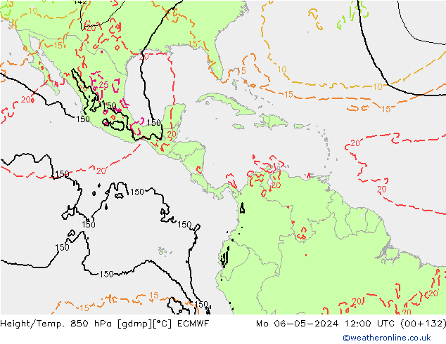 Z500/Rain (+SLP)/Z850 ECMWF Mo 06.05.2024 12 UTC