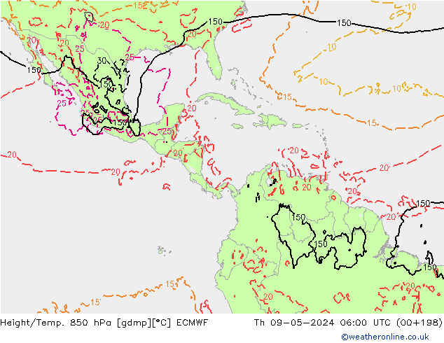 Height/Temp. 850 hPa ECMWF Qui 09.05.2024 06 UTC