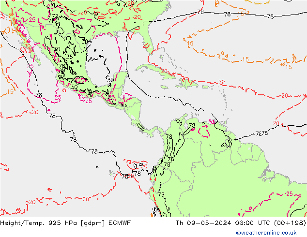 Height/Temp. 925 hPa ECMWF Qui 09.05.2024 06 UTC