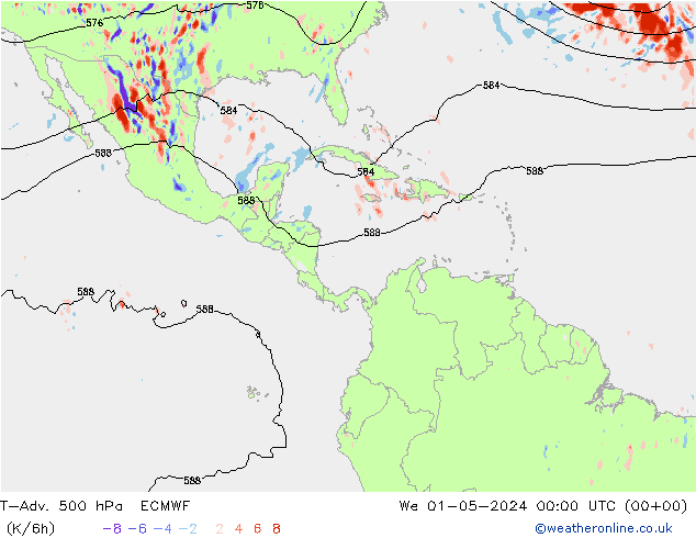 T-Adv. 500 hPa ECMWF We 01.05.2024 00 UTC