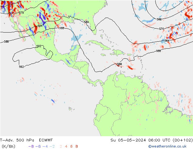 T-Adv. 500 hPa ECMWF Su 05.05.2024 06 UTC