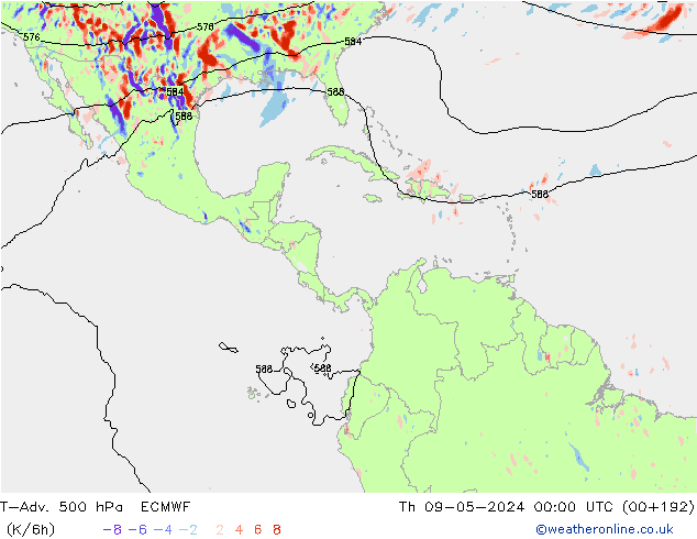 T-Adv. 500 hPa ECMWF Per 09.05.2024 00 UTC