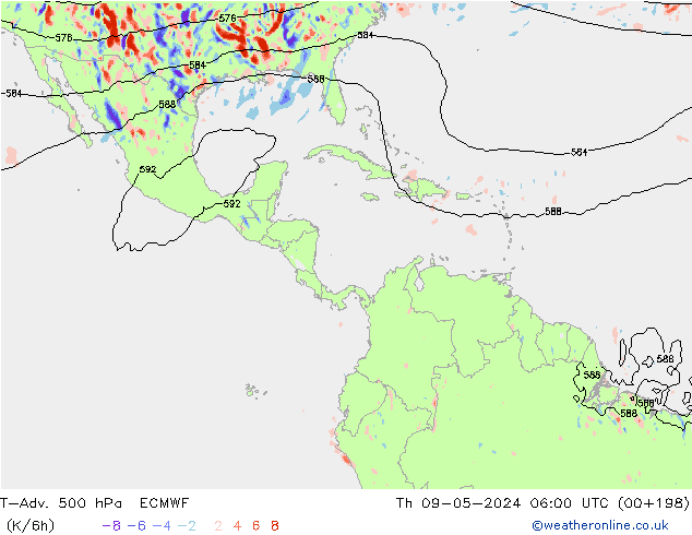 T-Adv. 500 hPa ECMWF Qui 09.05.2024 06 UTC