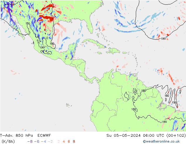 T-Adv. 850 hPa ECMWF  05.05.2024 06 UTC