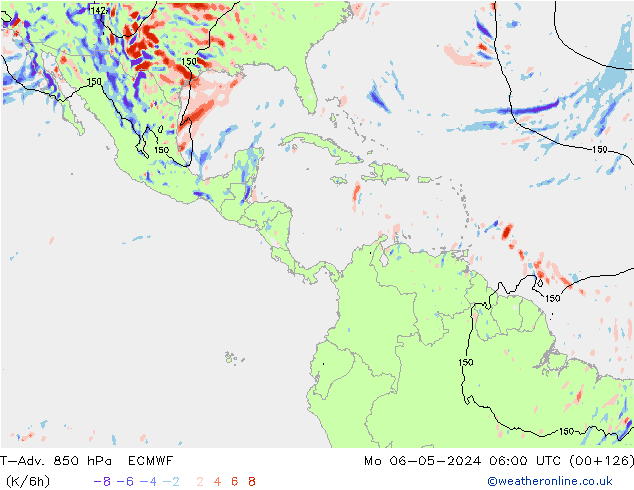 T-Adv. 850 hPa ECMWF lun 06.05.2024 06 UTC