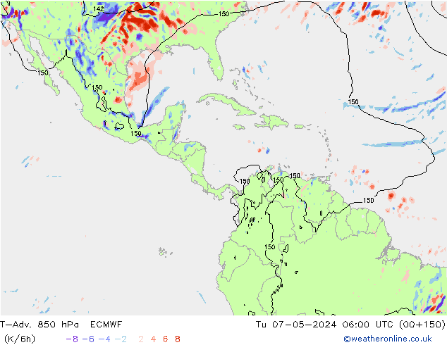 T-Adv. 850 hPa ECMWF Sa 07.05.2024 06 UTC