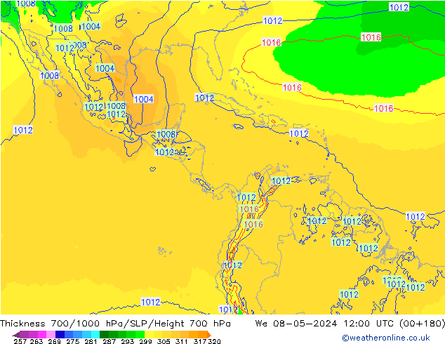 Thck 700-1000 hPa ECMWF We 08.05.2024 12 UTC