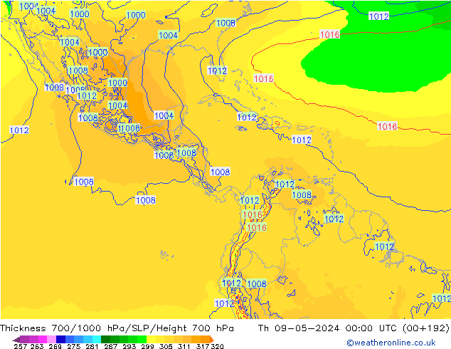 Thck 700-1000 hPa ECMWF Th 09.05.2024 00 UTC