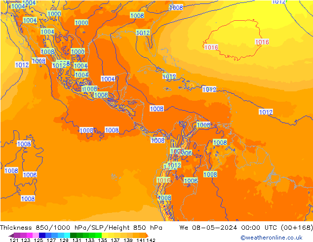 Thck 850-1000 hPa ECMWF We 08.05.2024 00 UTC