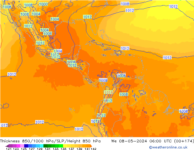 Thck 850-1000 hPa ECMWF mer 08.05.2024 06 UTC