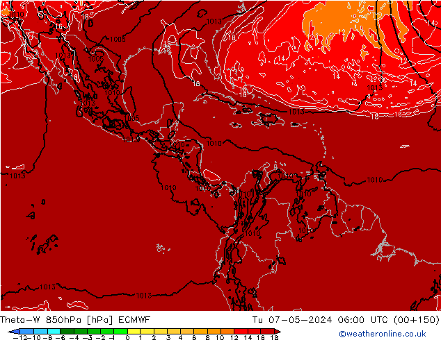 Theta-W 850hPa ECMWF Sa 07.05.2024 06 UTC