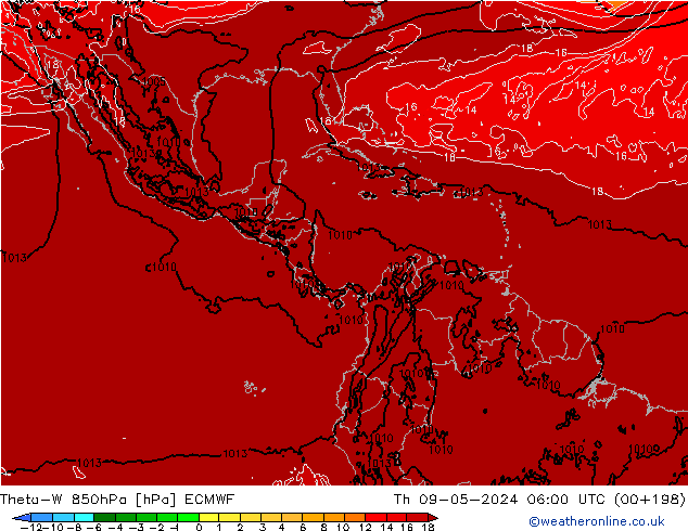 Theta-W 850hPa ECMWF Qui 09.05.2024 06 UTC