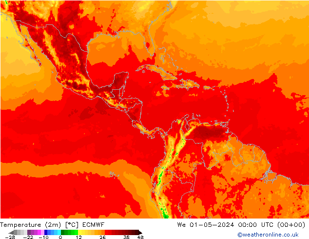 Temperature (2m) ECMWF We 01.05.2024 00 UTC