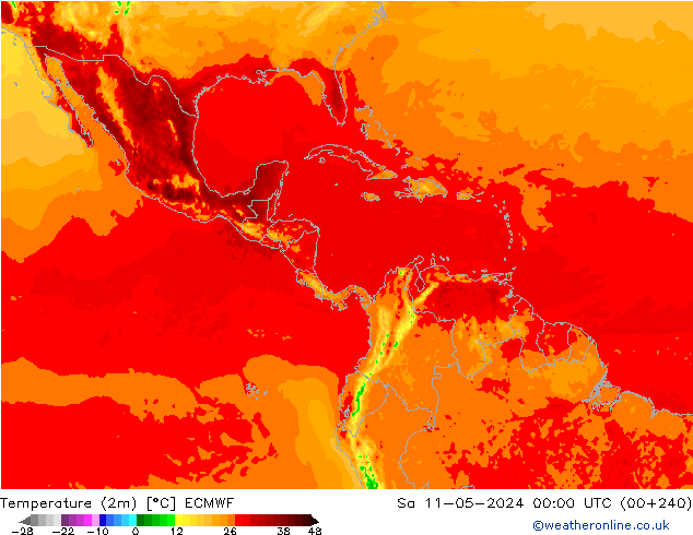 Temperature (2m) ECMWF Sa 11.05.2024 00 UTC