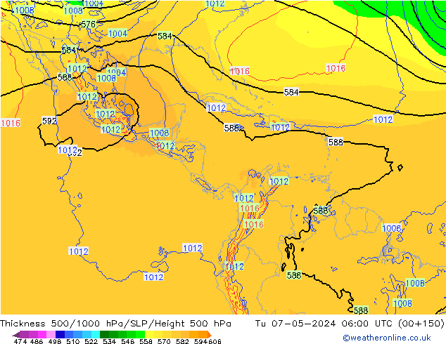 Thck 500-1000hPa ECMWF Tu 07.05.2024 06 UTC