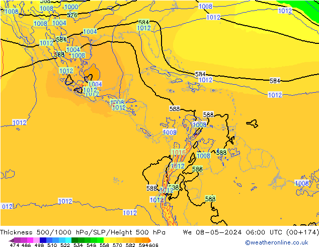 Thck 500-1000hPa ECMWF mer 08.05.2024 06 UTC