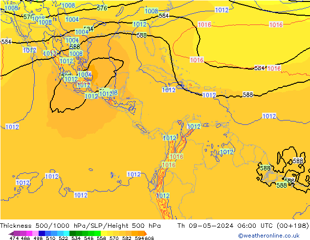 Thck 500-1000hPa ECMWF Qui 09.05.2024 06 UTC