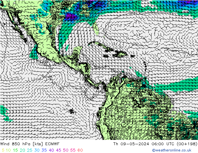 Wind 850 hPa ECMWF Th 09.05.2024 06 UTC