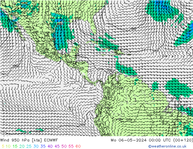 Wind 950 hPa ECMWF Mo 06.05.2024 00 UTC