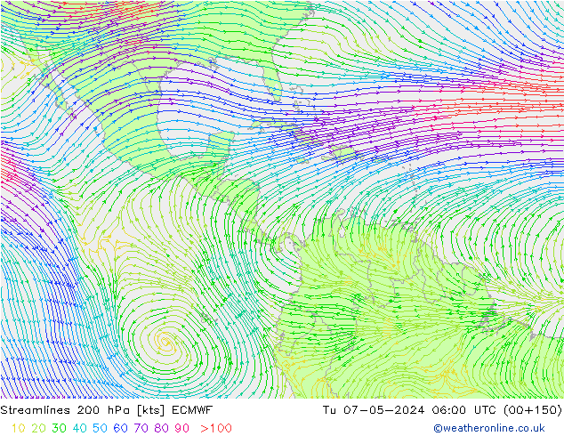 Rüzgar 200 hPa ECMWF Sa 07.05.2024 06 UTC