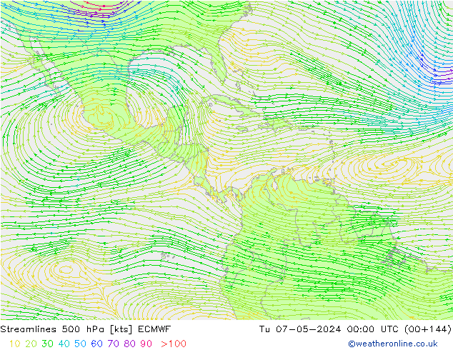 Ligne de courant 500 hPa ECMWF mar 07.05.2024 00 UTC