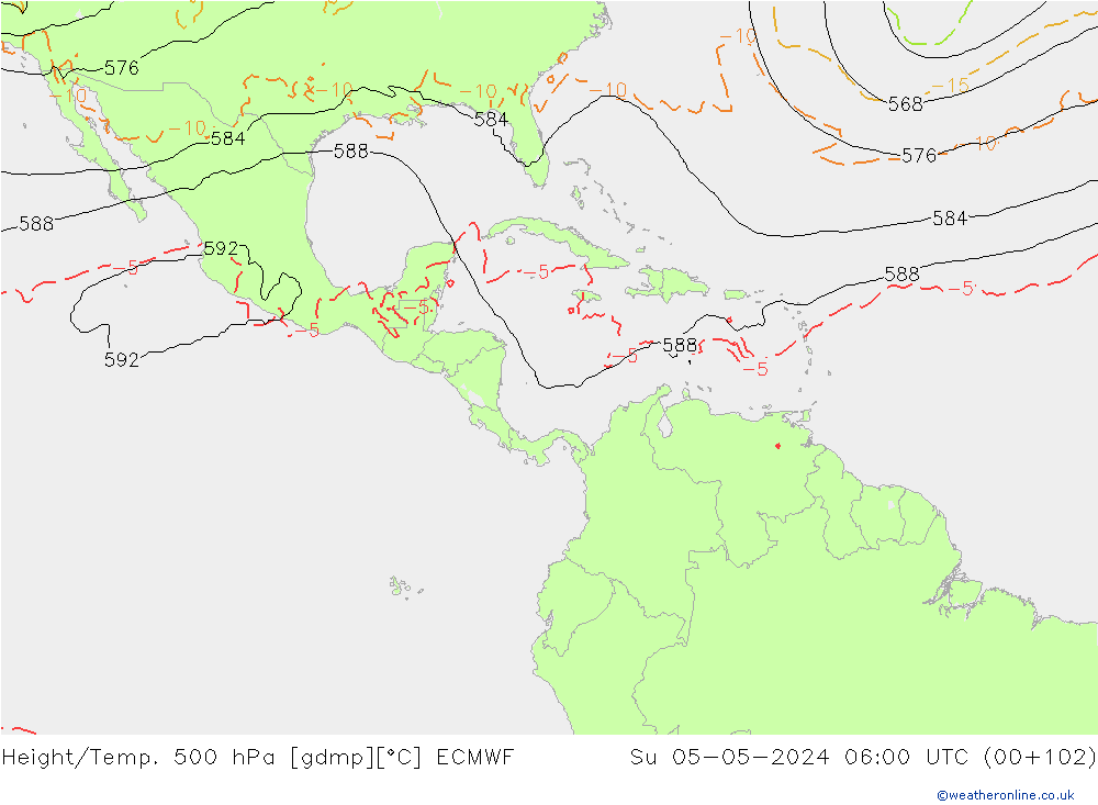 Height/Temp. 500 hPa ECMWF dom 05.05.2024 06 UTC