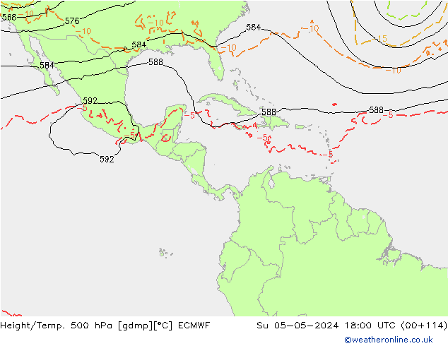 Z500/Rain (+SLP)/Z850 ECMWF Su 05.05.2024 18 UTC