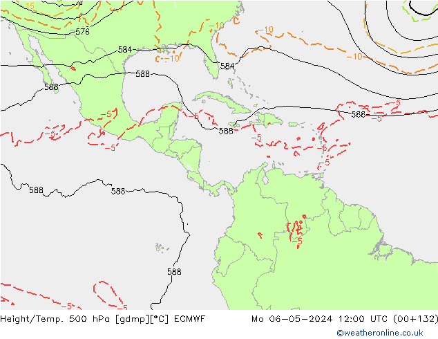 Z500/Rain (+SLP)/Z850 ECMWF пн 06.05.2024 12 UTC