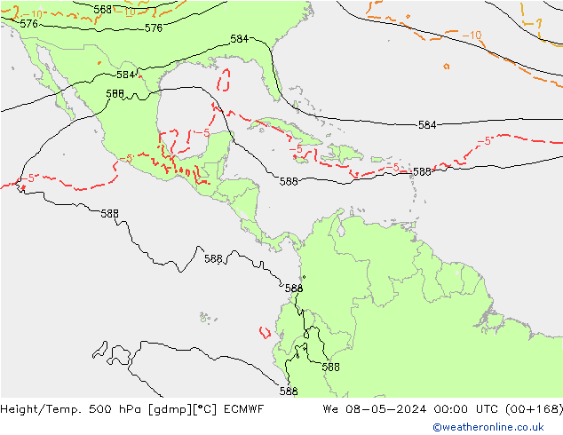 Z500/Yağmur (+YB)/Z850 ECMWF Çar 08.05.2024 00 UTC