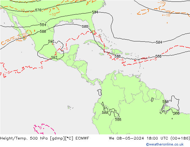 Z500/Rain (+SLP)/Z850 ECMWF Qua 08.05.2024 18 UTC